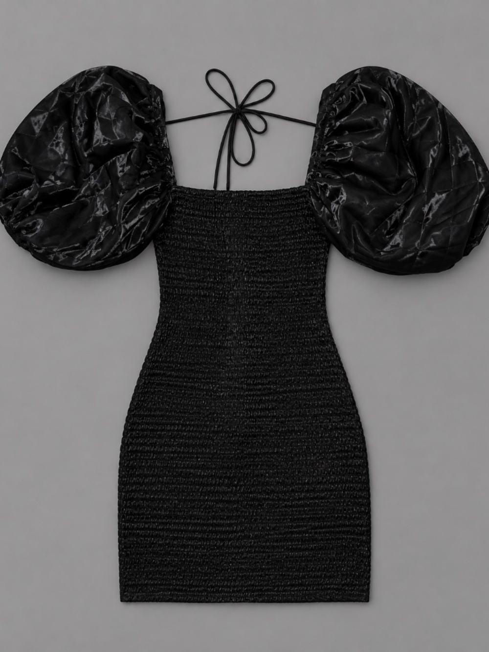LPA Black Smocked Puff Sleeve Mini Dress Size XS